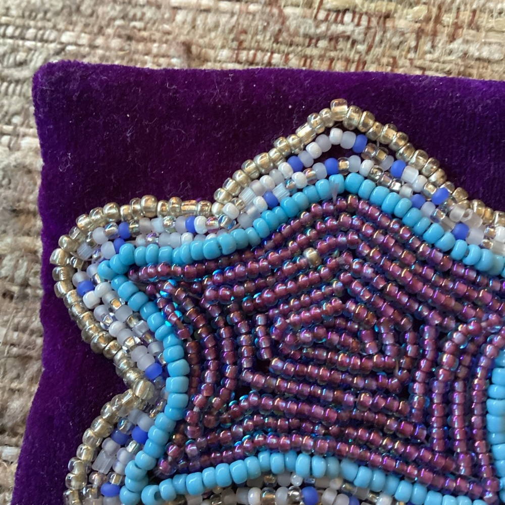Boutique: Handcrafted Star Beaded Brooch - Purple and Blue - Picture 4 of 7